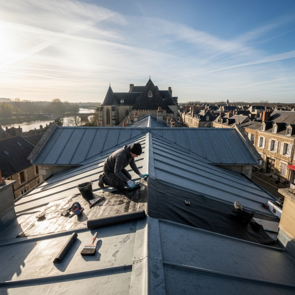 Étanchéité sur 35 m² de toiture zinc à Châtellerault : Intervention artisanale