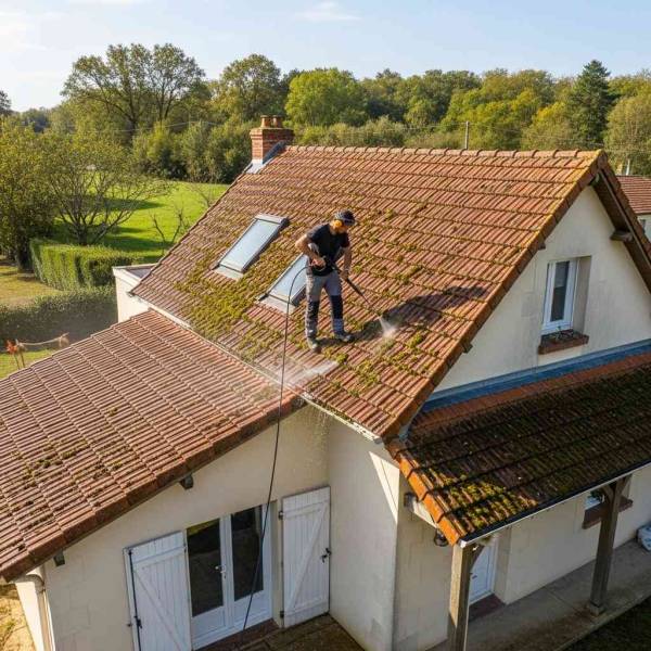Nettoyage d’une toiture de 70m² avec traitement hydrofuge à Buxerolles (86)